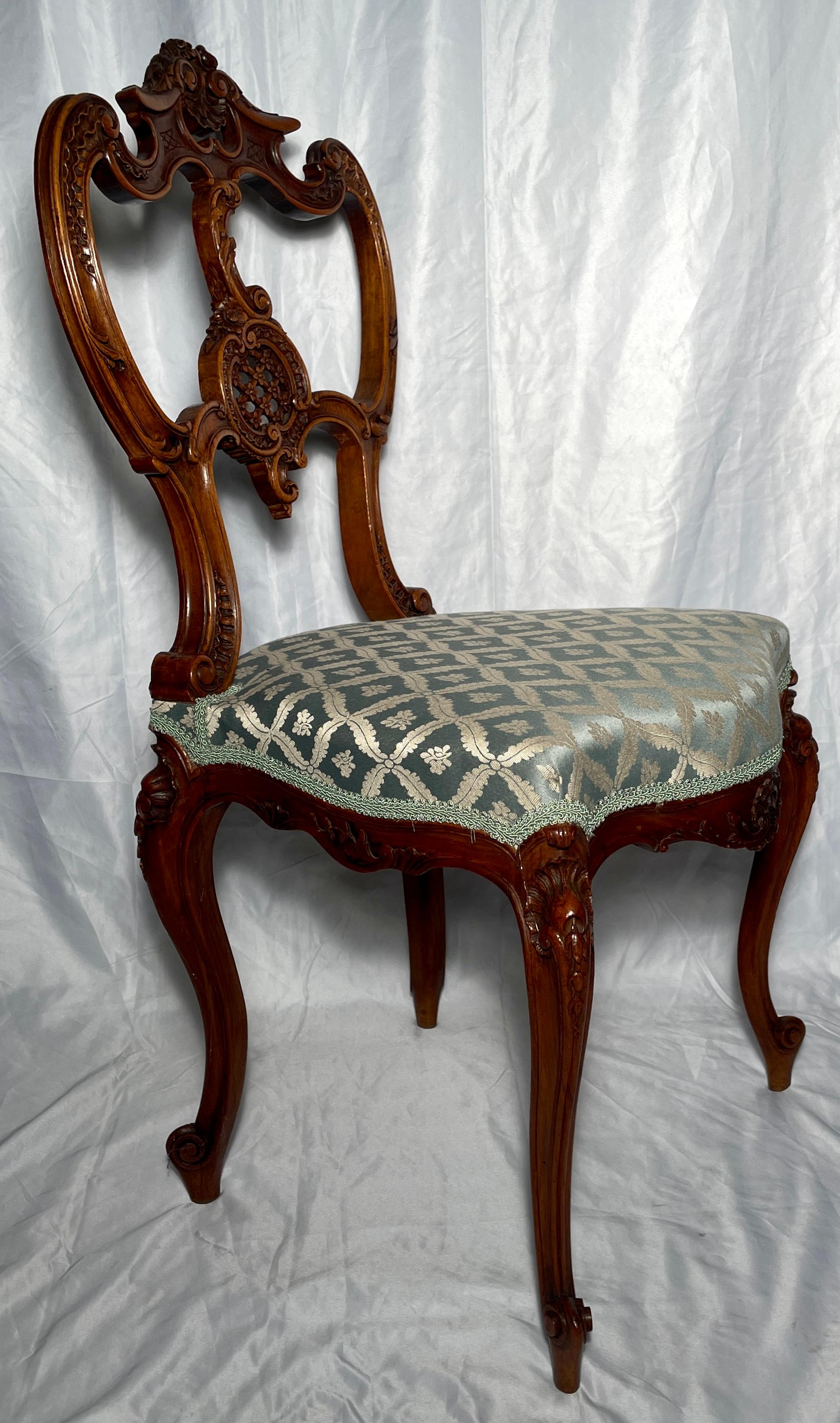 Pair Antique French Walnut Side Chairs, circa 1890 1