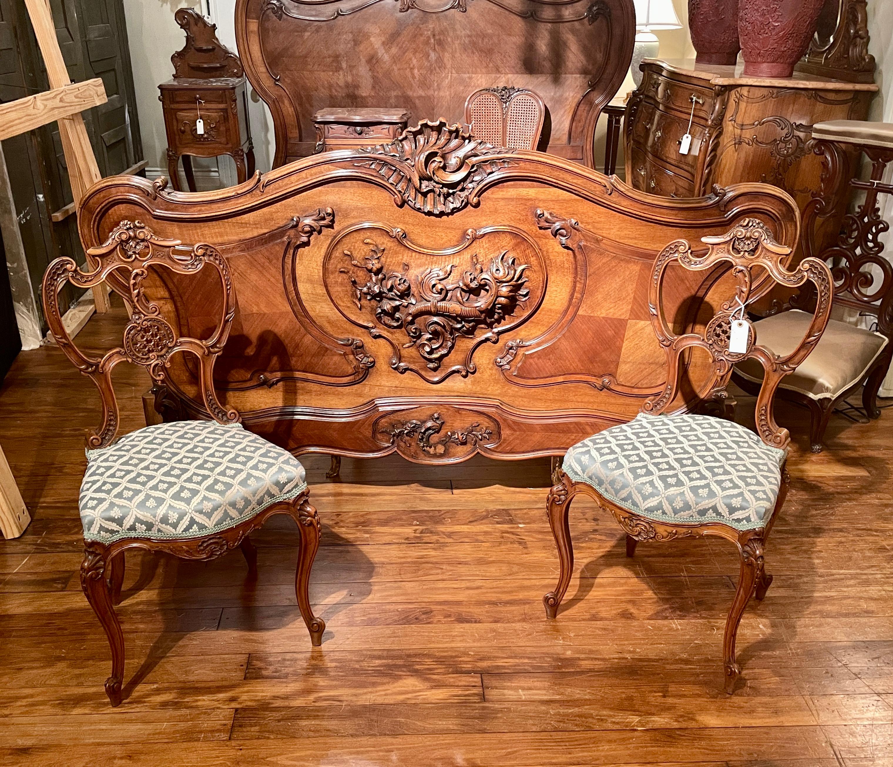 Pair Antique French Walnut Side Chairs, circa 1890 2