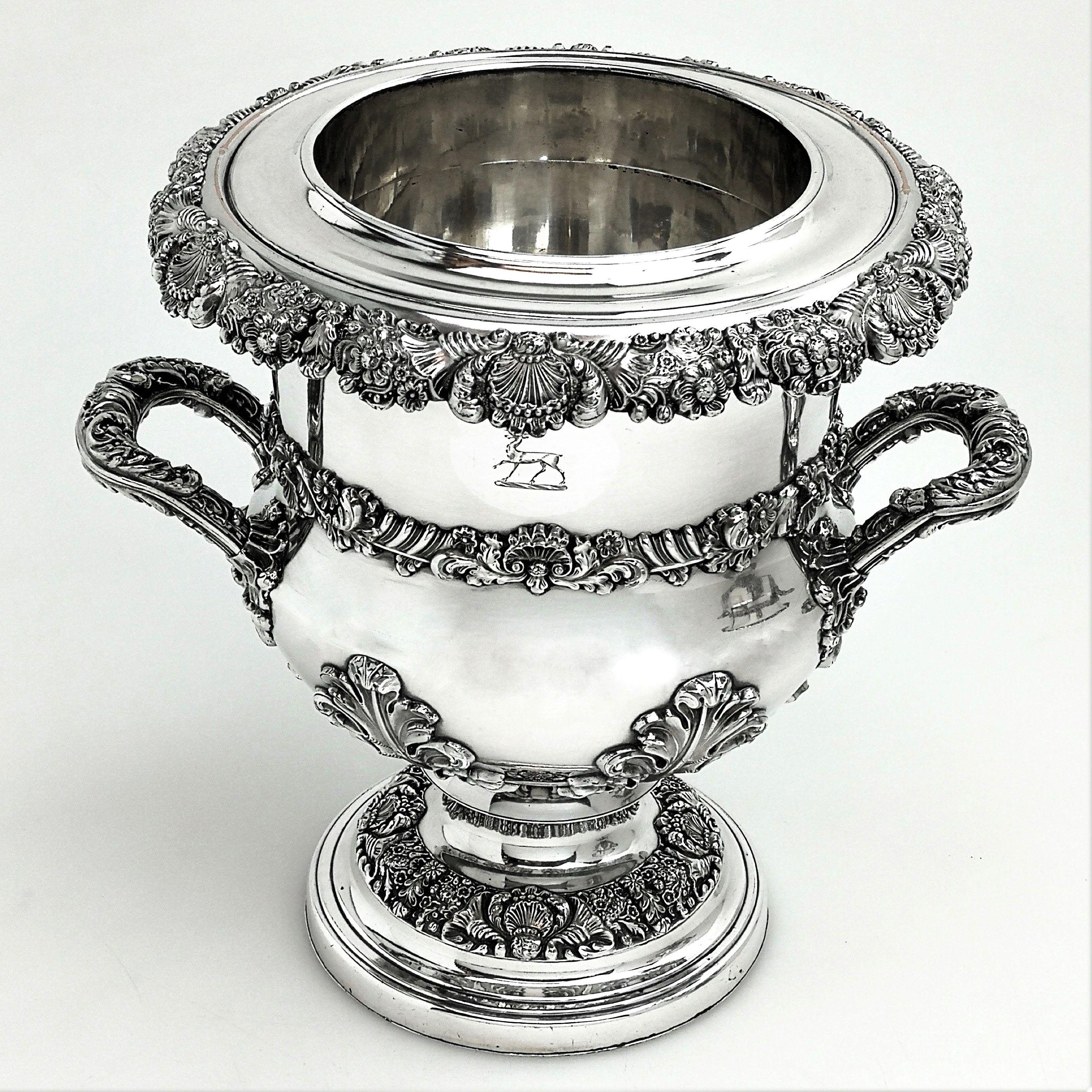 19th Century Antique Georgian Old Sheffield Plate Wine Coolers c. 1825 Silver Plate  Pair