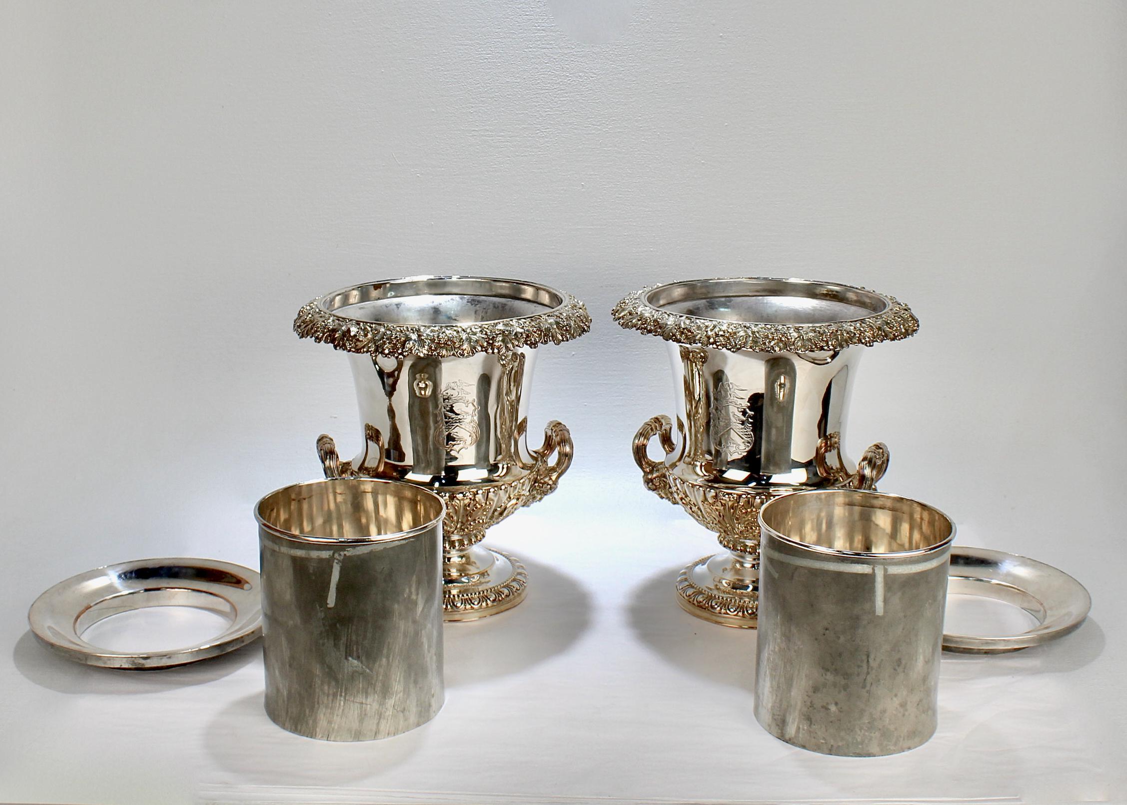 Antique Georgian Sheffield Plate Wine / Champagne Coolers, T & J Creswick, Pair For Sale 5