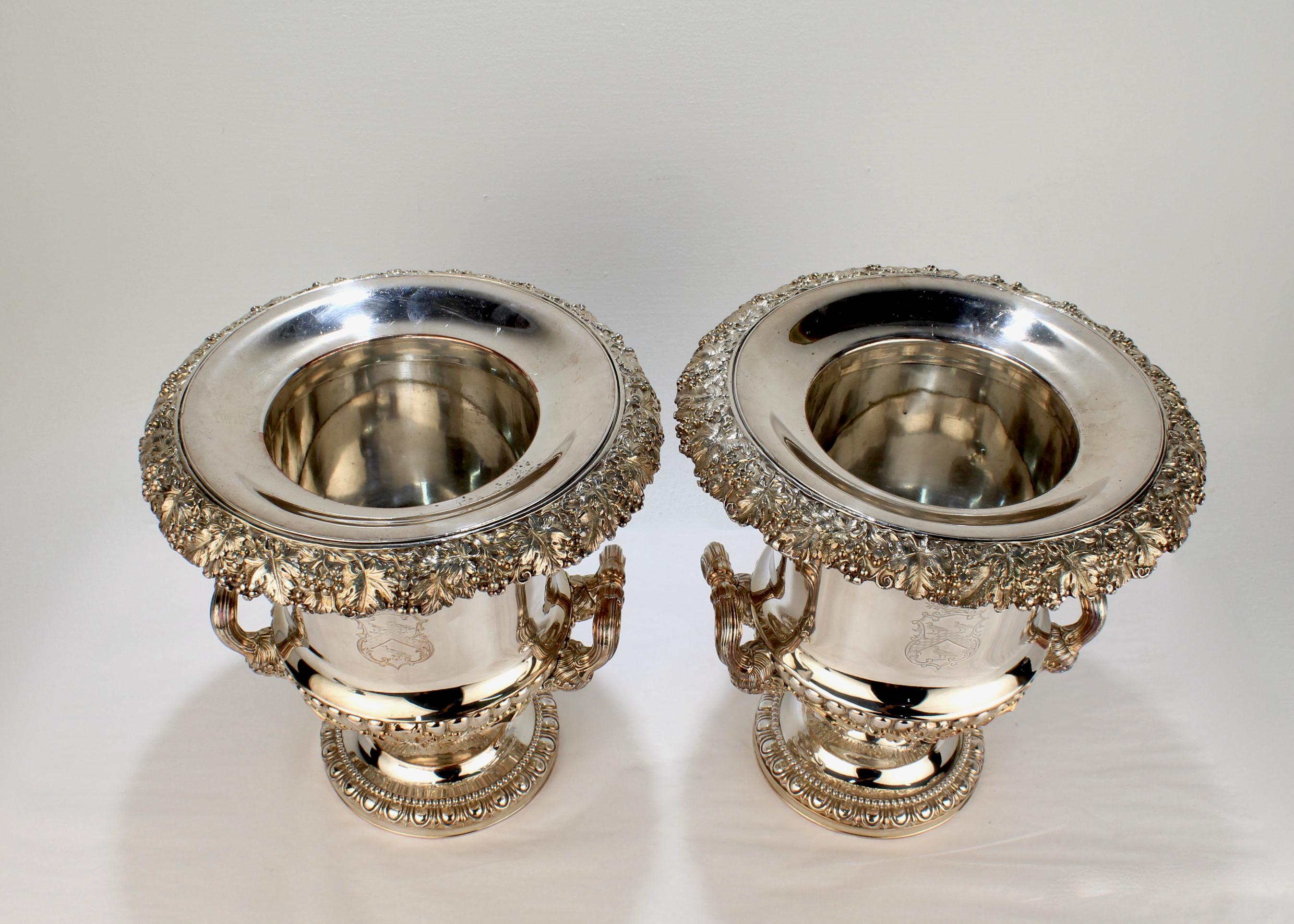 Antique Georgian Sheffield Plate Wine / Champagne Coolers, T & J Creswick, Pair For Sale 6