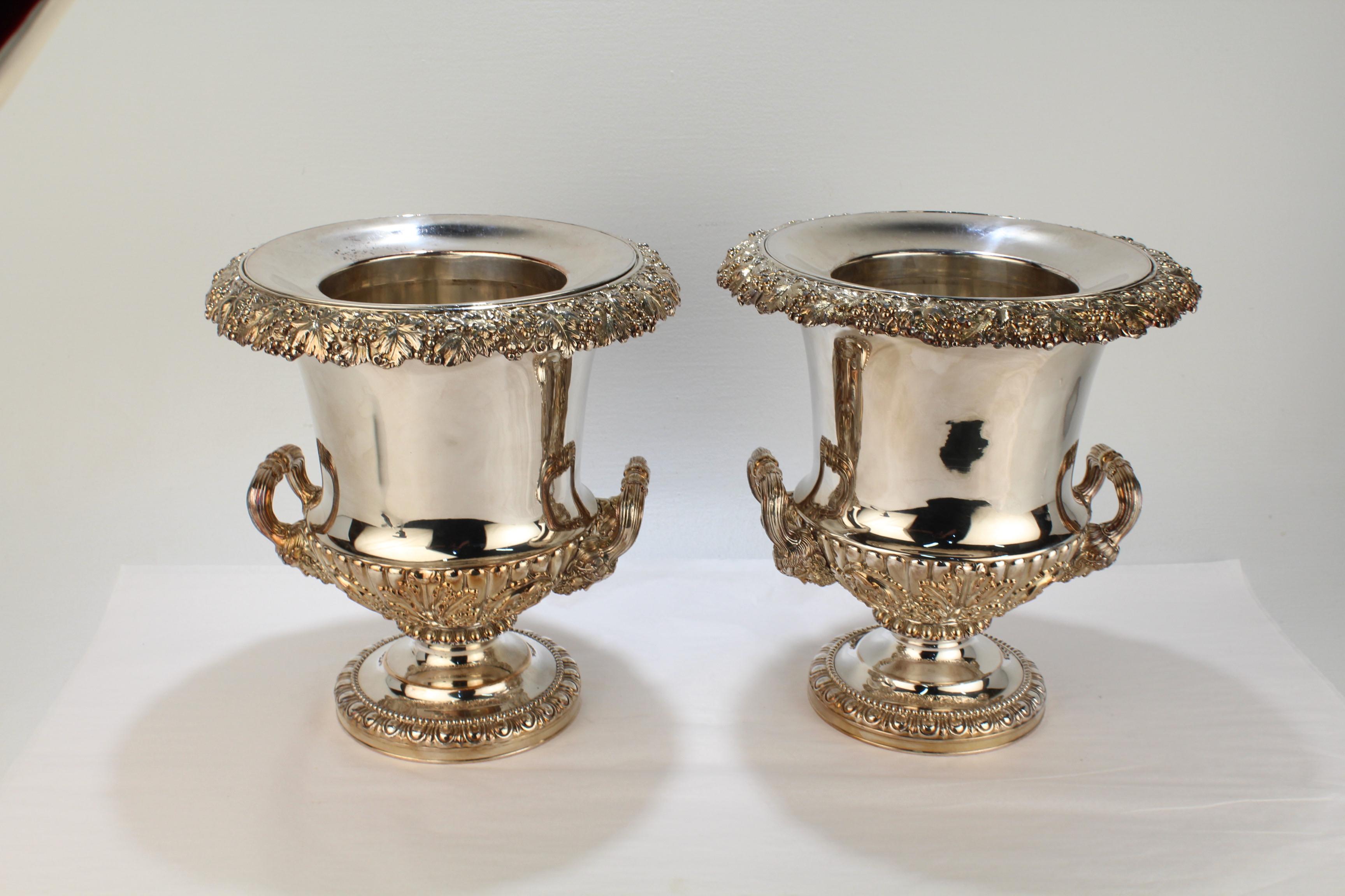 Women's or Men's Antique Georgian Sheffield Plate Wine / Champagne Coolers, T & J Creswick, Pair For Sale