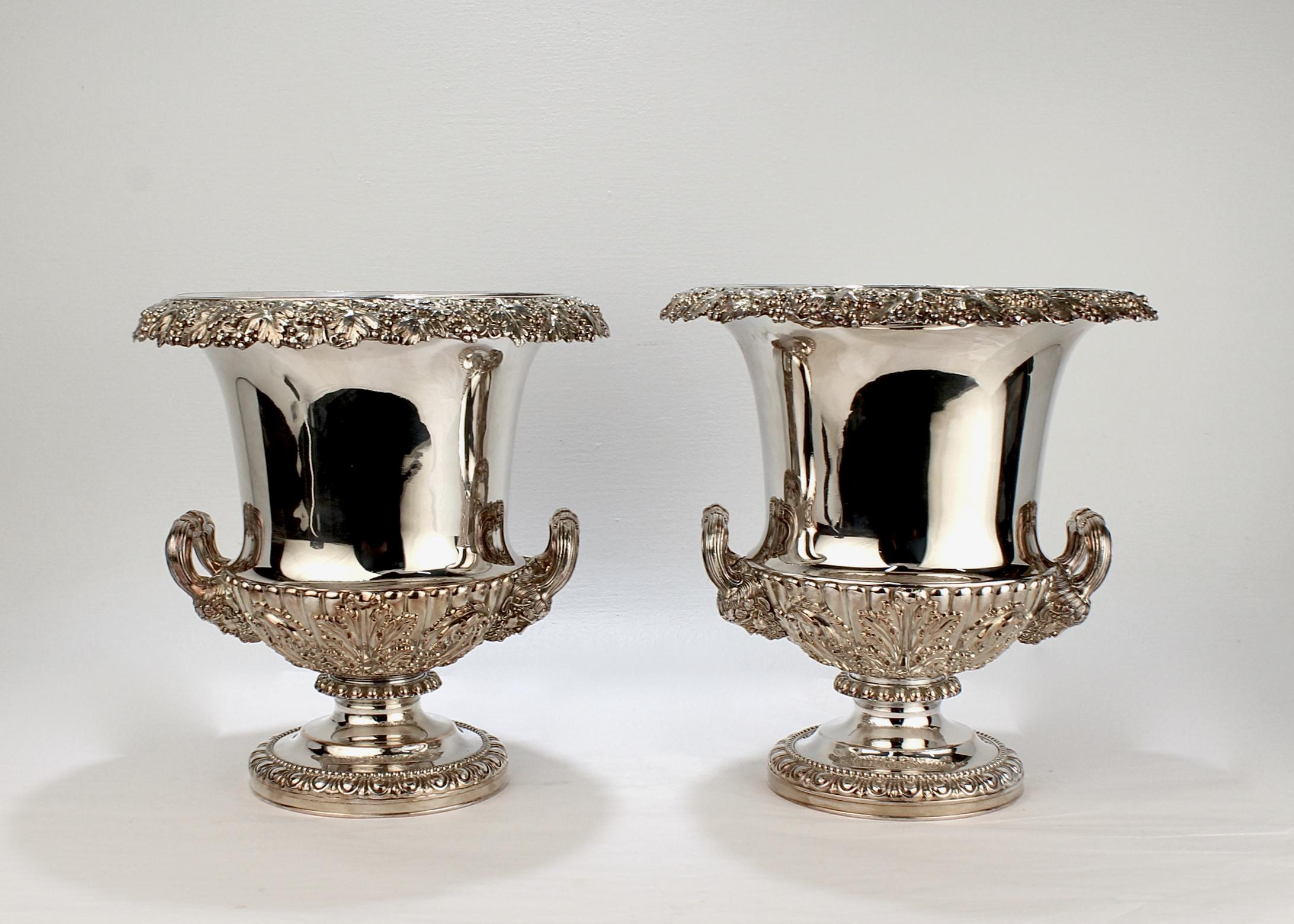 Antique Georgian Sheffield Plate Wine / Champagne Coolers, T & J Creswick, Pair For Sale 3
