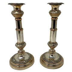 Pair of Antique Georgian Sheffield Telescopic Candlesticks