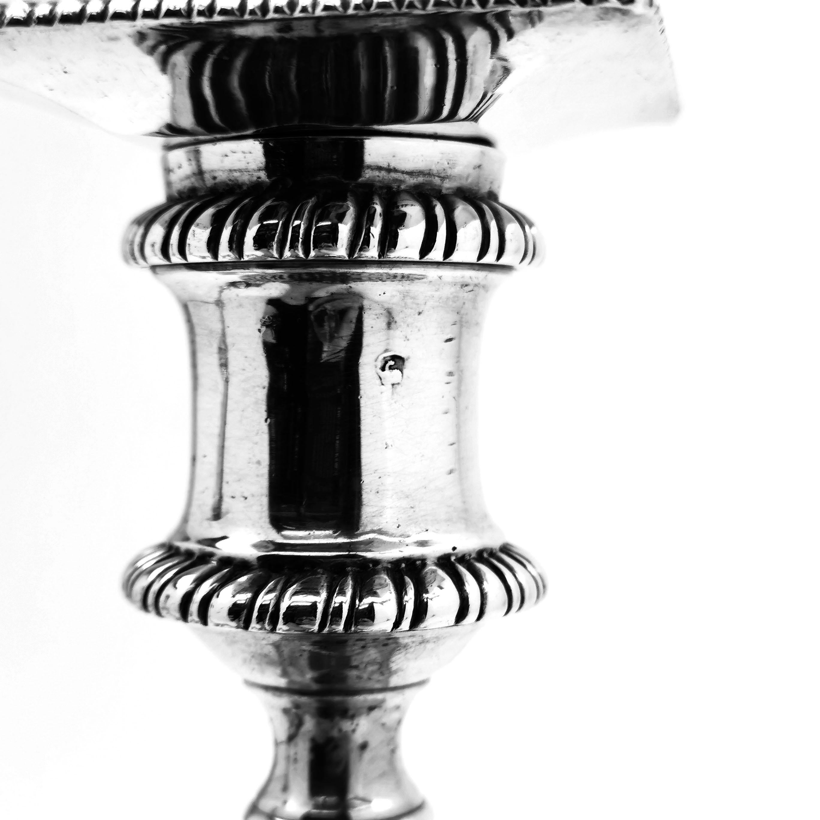 Pair of Antique Georgian Silver Candlesticks 1769 Ebenezer Coker Candle Holders In Good Condition In London, GB