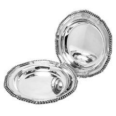 Pair Antique Georgian Silver Paul Storr Second Course Dishes Serving Plates 1828