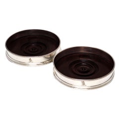 Paar antike georgianische Silber-Weinflaschenuntersetzer 1783 Hester Bateman