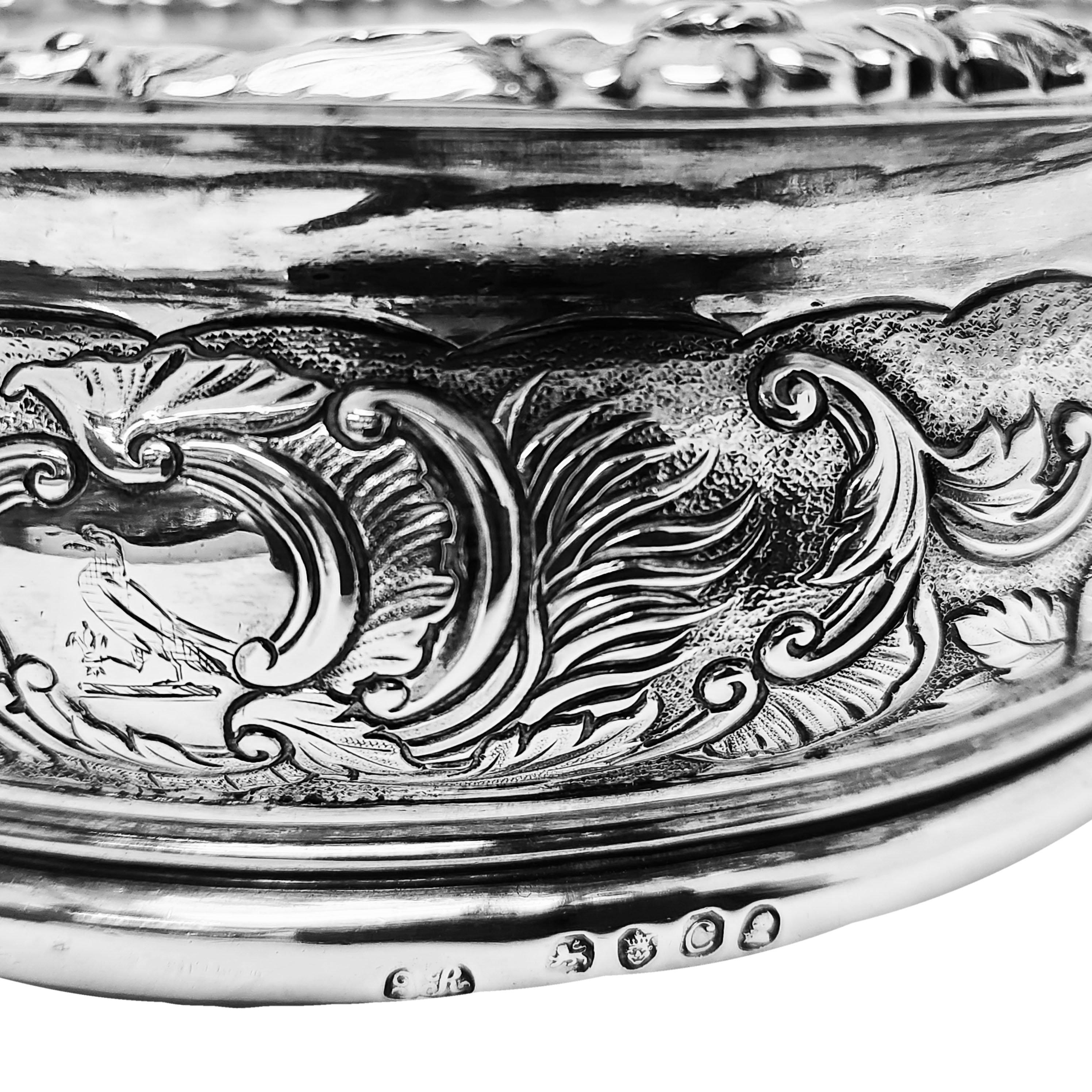 English Pair Antique Georgian Silver Wine Bottle Coasters London, England 1818 For Sale
