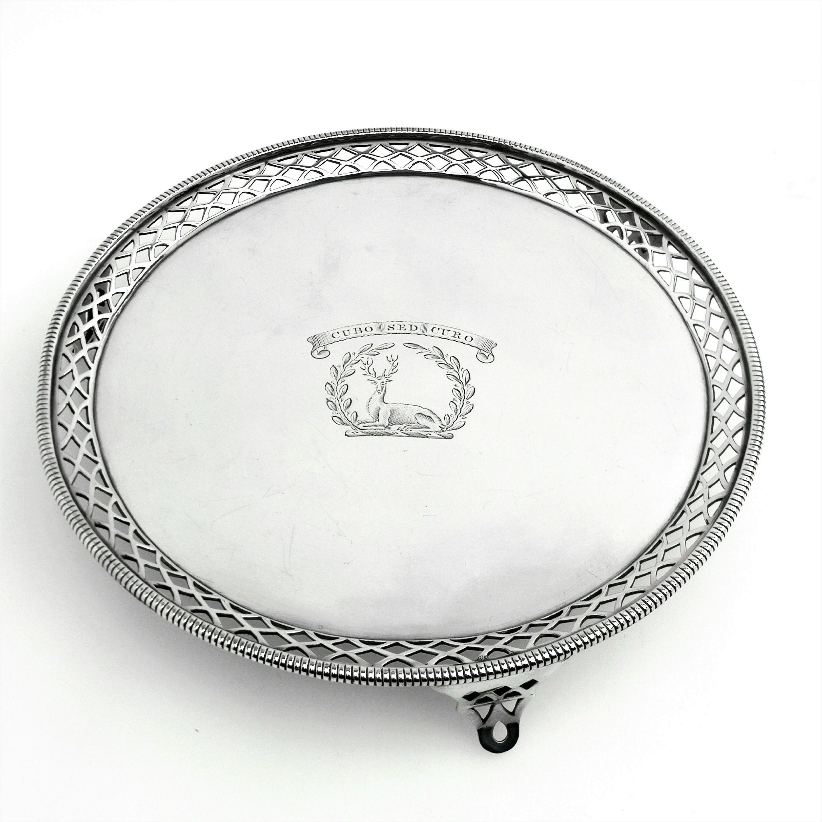 18th Century and Earlier Pair of Antique Georgian Sterling Silver Salvers / Trays 1768 George III