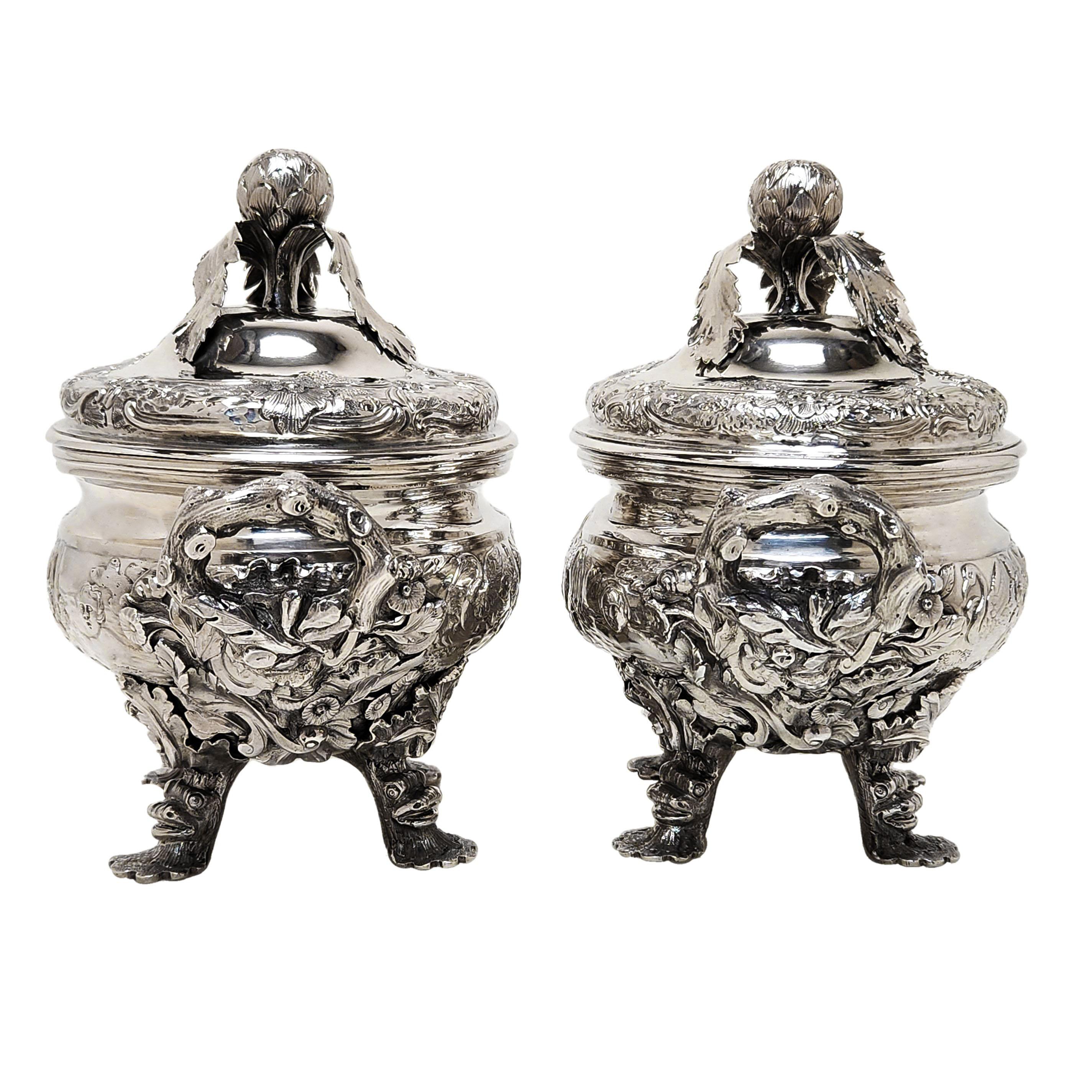 Pair Antique Georgian Sterling Silver Sauce Tureens London, England 1810 For Sale 1