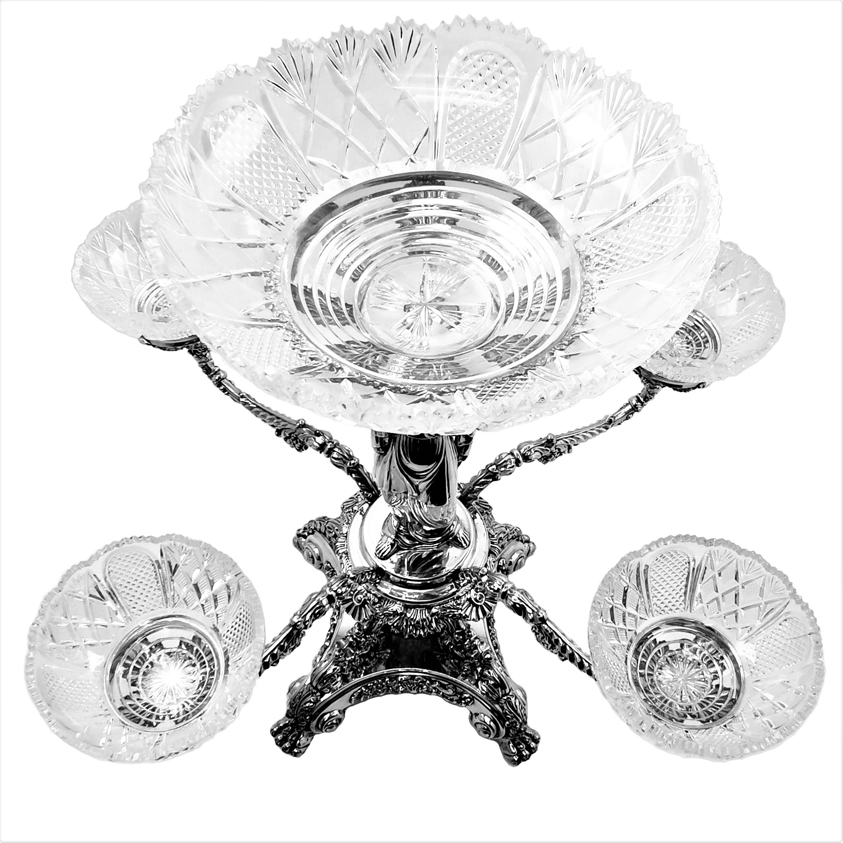 Pair Antique Georgian Sterling Silver Sheffield Plate Epergnes Centrepieces 1824 For Sale 1