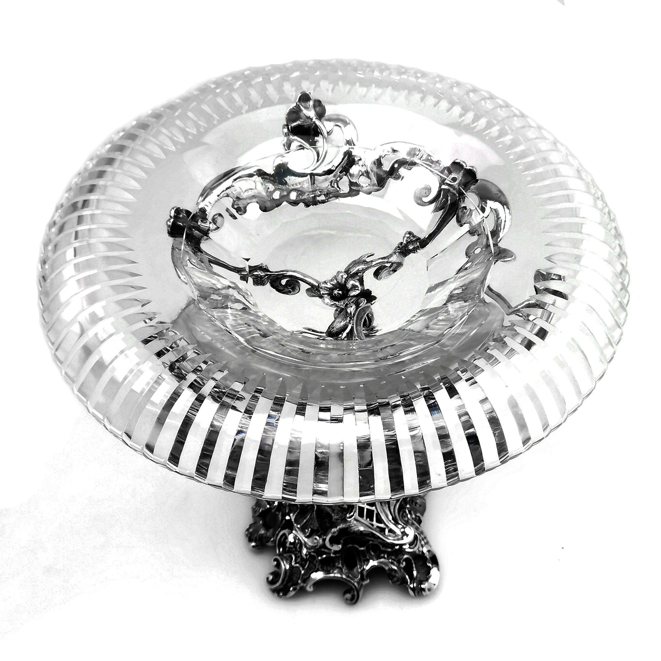 Pair of Antique German Silver and Glass Comports Centrepiece Bowls circa 1870 4