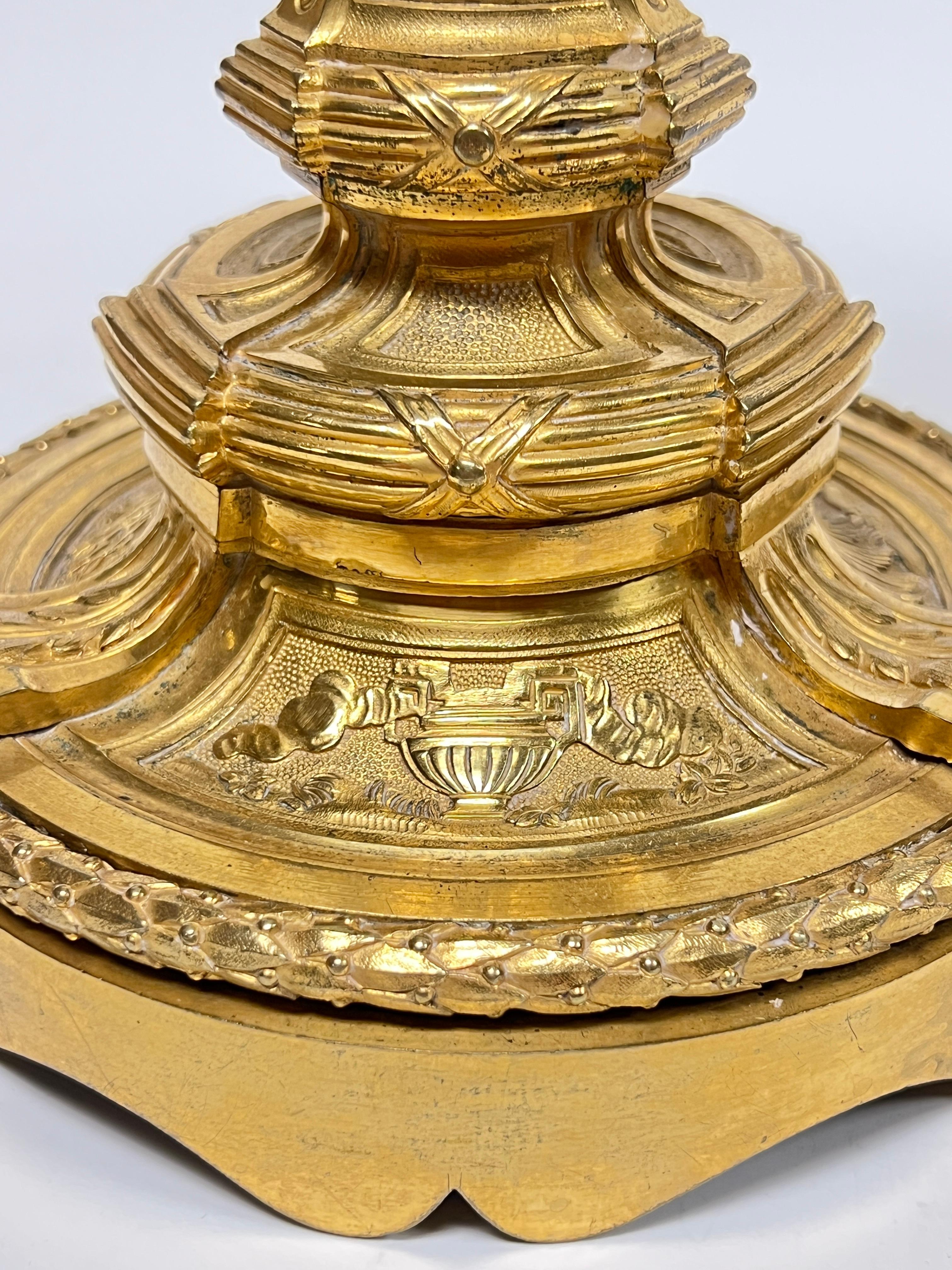 Pair Antique Gilt Bronze Candlesticks After ... For Sale 4