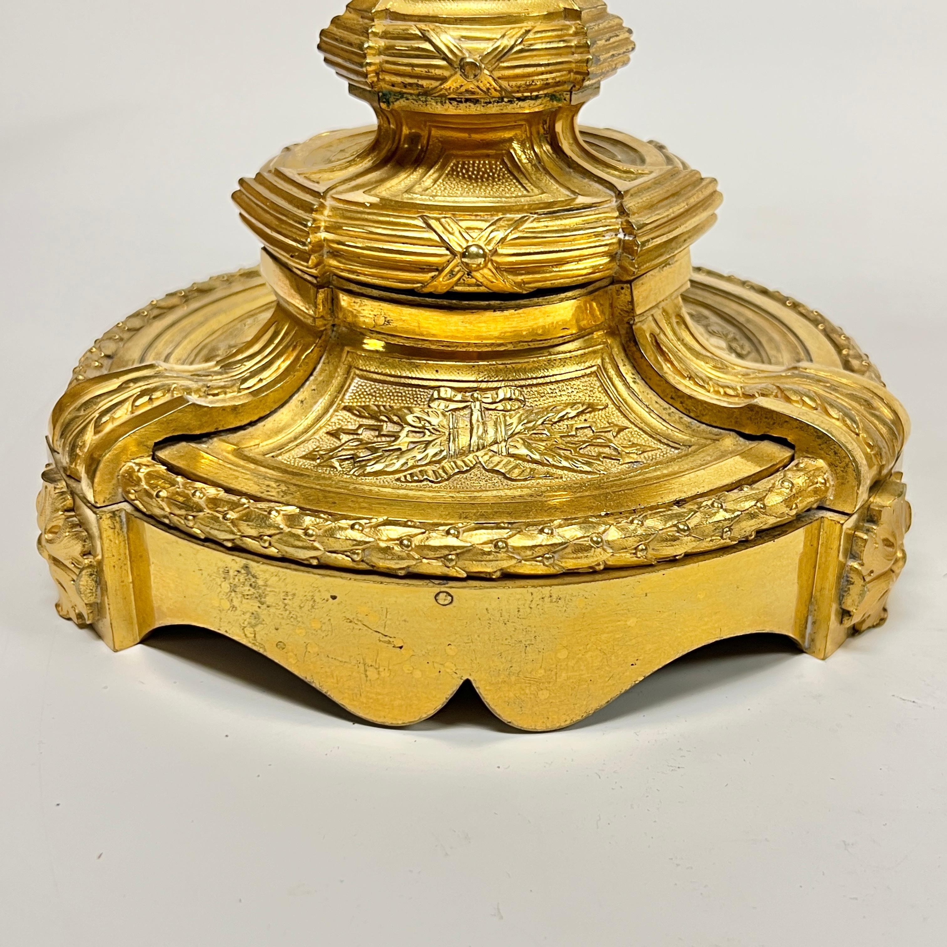 Pair Antique Gilt Bronze Candlesticks After ... For Sale 9