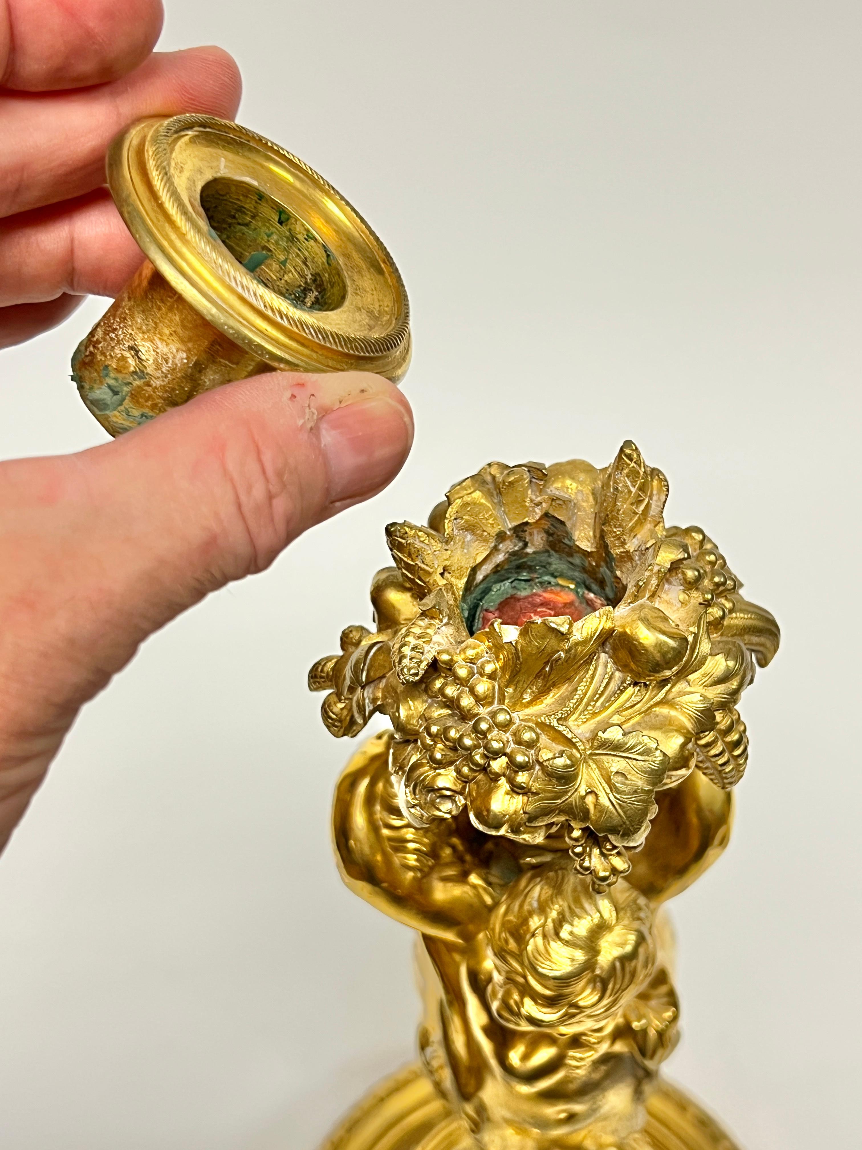 Pair Antique Gilt Bronze Candlesticks After ... For Sale 3