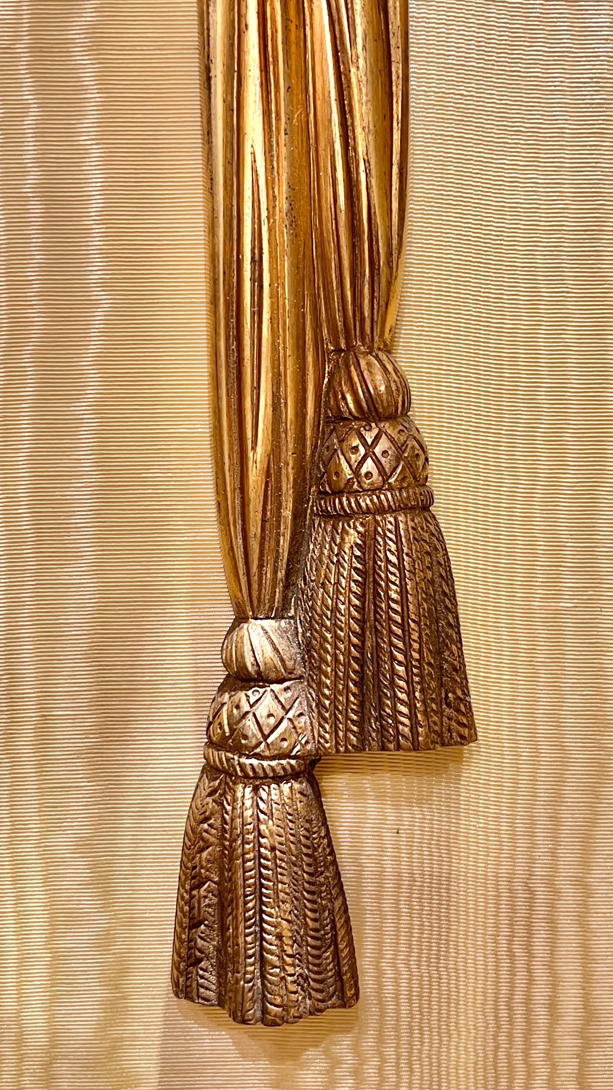 20th Century Pair Antique Gilt Bronze Three-Light Sconces in French Louis XV XVI Style For Sale