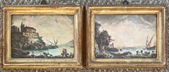 Pair Antique Gilt Framed Amalfi Coast Scenes