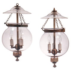 Pair of Antique Globe Bell Jar Lanterns