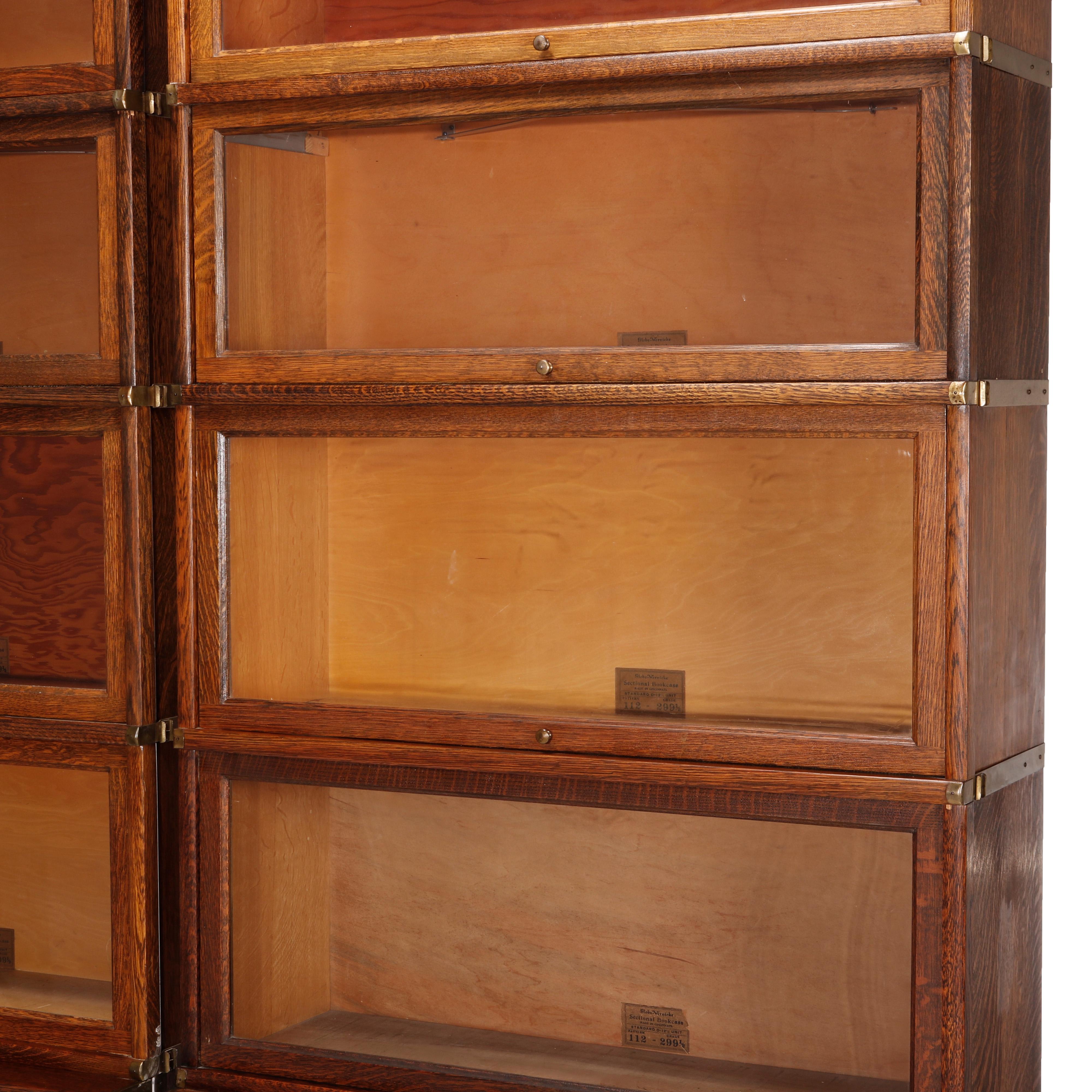 Pair, Antique Globe Wernicke Arts & Crafts Oak Barrister Bookcase Set, C1910 4