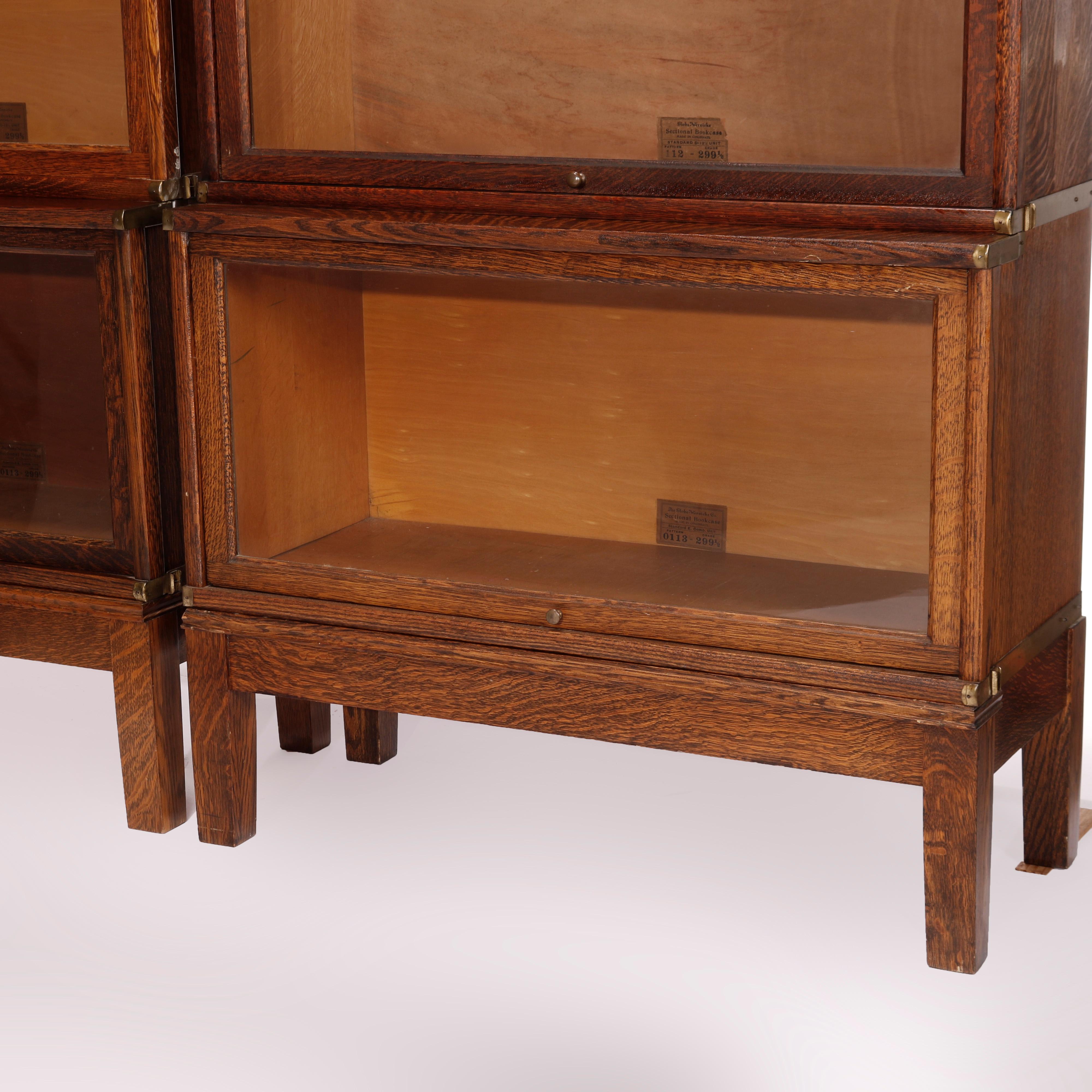 Pair, Antique Globe Wernicke Arts & Crafts Oak Barrister Bookcase Set, C1910 5