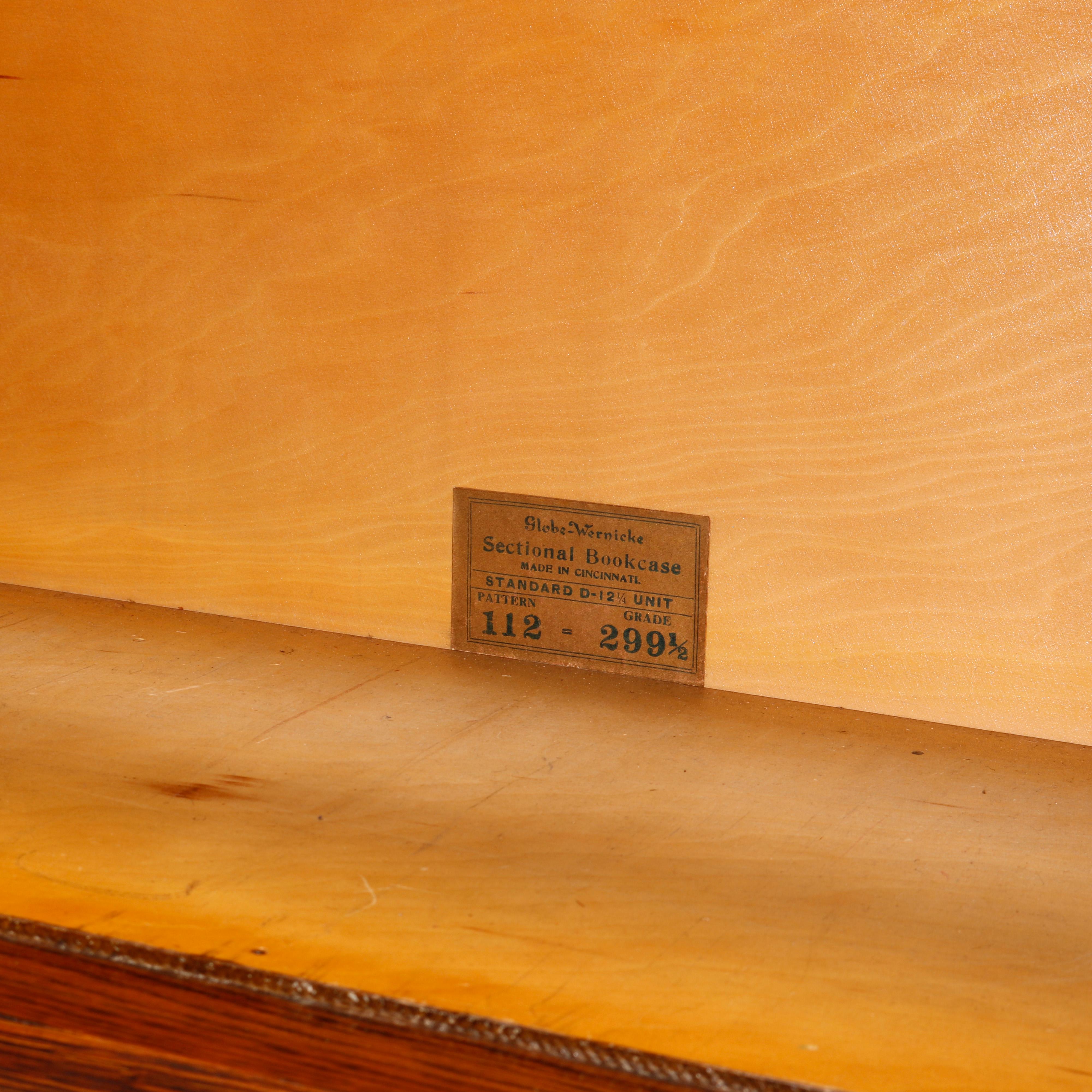 Pair, Antique Globe Wernicke Arts & Crafts Oak Barrister Bookcase Set, C1910 8