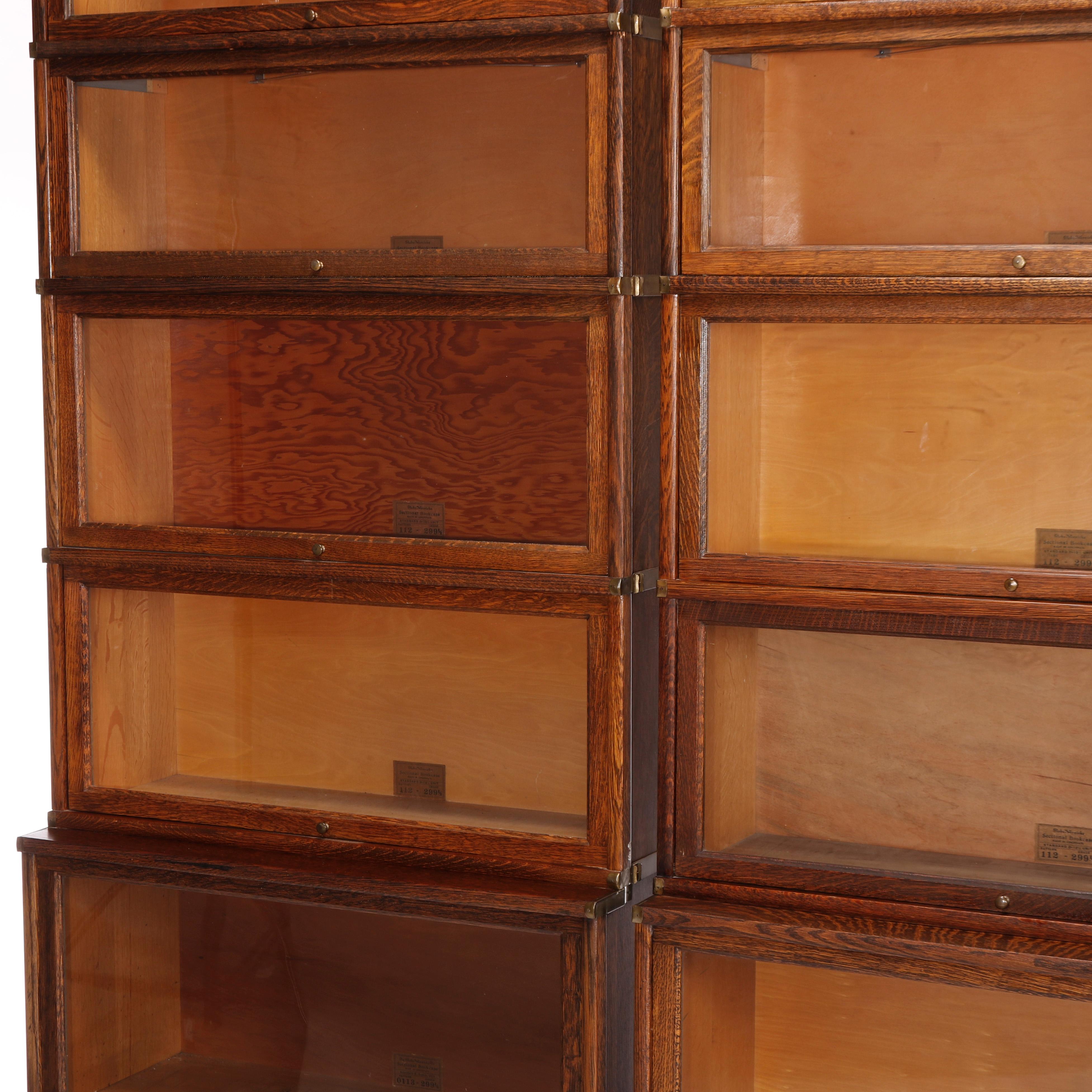 Pair, Antique Globe Wernicke Arts & Crafts Oak Barrister Bookcase Set, C1910 3