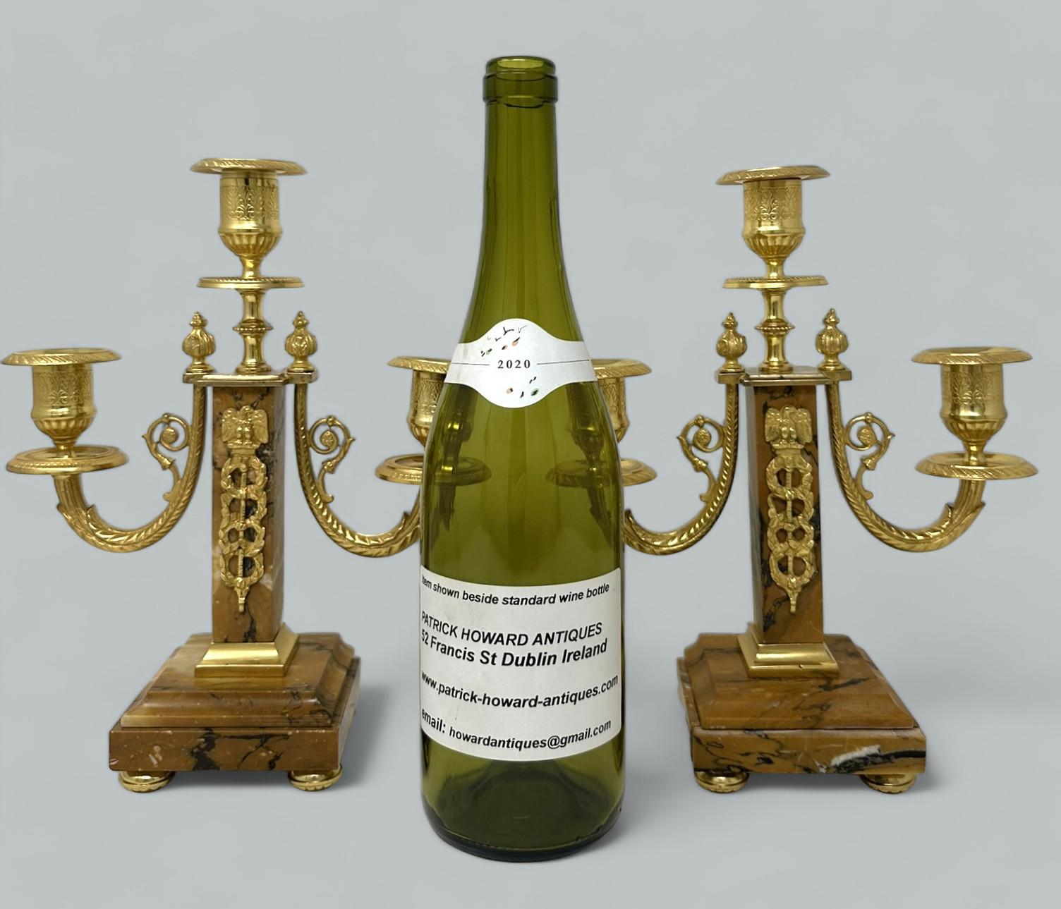 Par Antiguo Grand Tour Imperio Francés Bronce Ormolu Candelabros 19Ct en venta 6