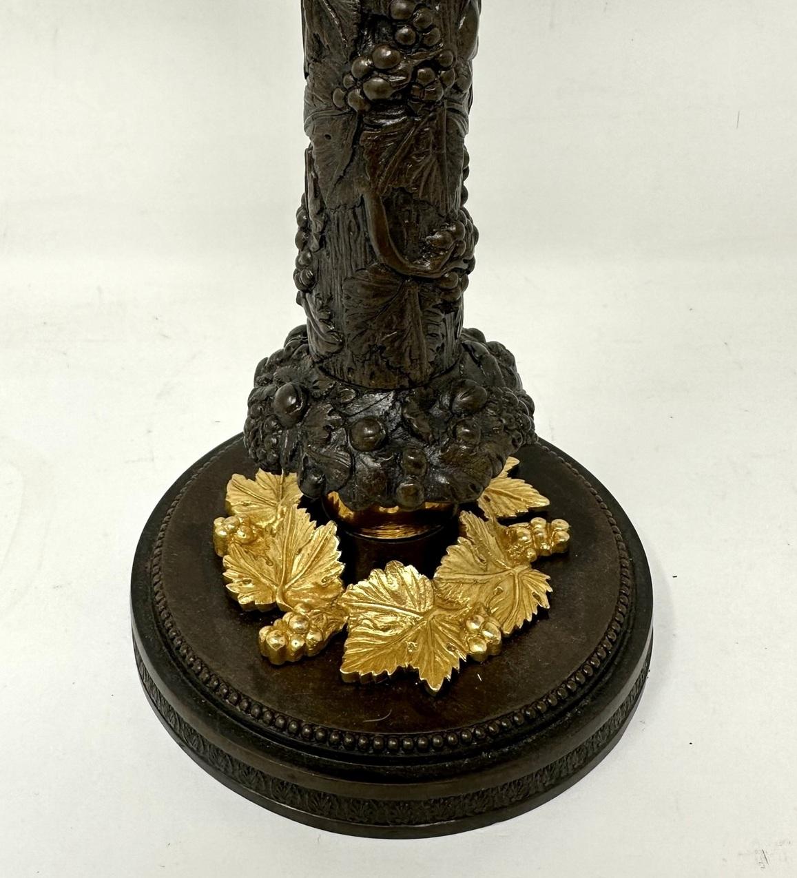 Pair Antique Grand Tour French Empire Bronze Ormolu Candelabra Candlesticks 19Ct In Good Condition In Dublin, Ireland