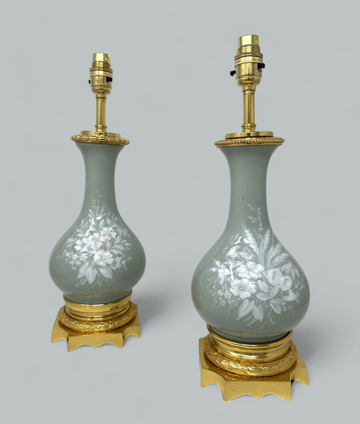Cast Pair Antique Grand Tour French Empire Pate-sur-Pate Jasperware Ormolu Urns Lamps For Sale