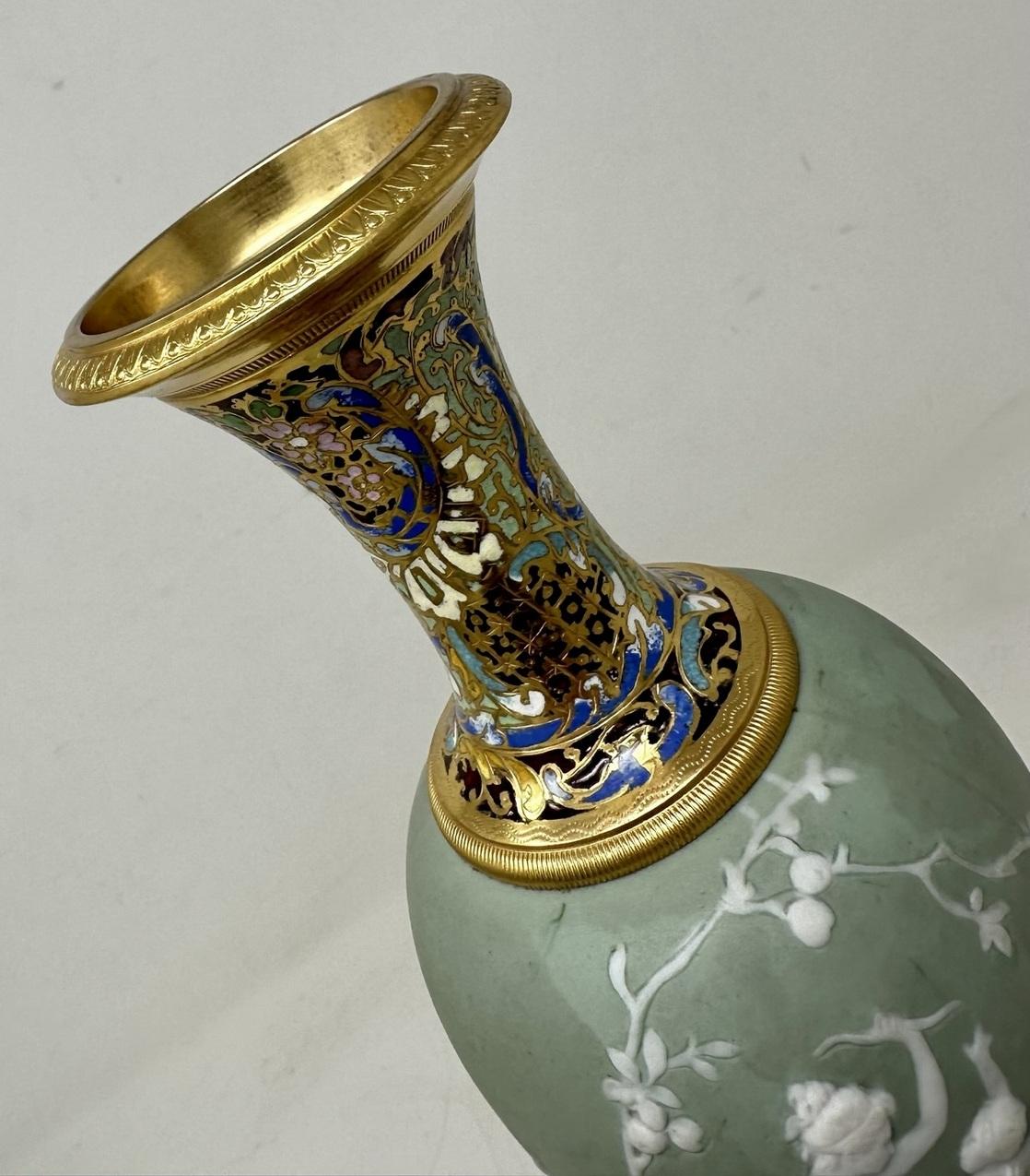 Pair Antique Grand Tour French Empire Pate-sur-Pate Jasperware Ormolu Urns Vases 2
