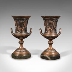 Pair, Antique Grand Tour Urns, Italian, Decorative Vase, Roman Taste, Victorian