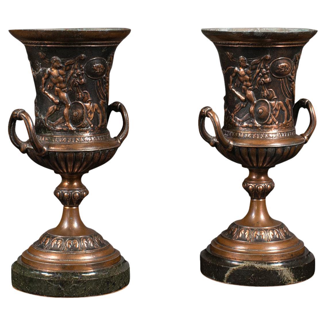 Pair, Antique Grand Tour Urns, Italian, Decorative Vase, Roman Taste, Victorian