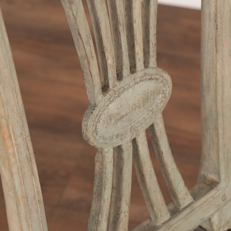 Pair, Antique Gustavian Original Painted Side Chairs with Wheat Carving from Swe 1