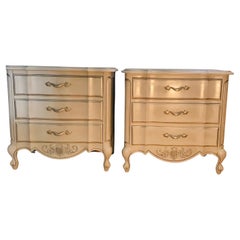 Pair Antique Gustavian Style Gray Commodes Nightstands
