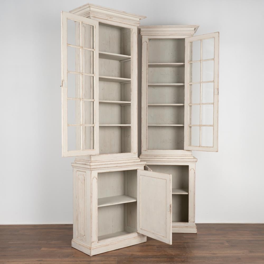 Swedish Pair, Antique Gustavian Tall Narrow Bookcases Display Cabinets from Sweden