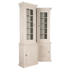 Pair, Antique Gustavian Tall Narrow Bookcases Display Cabinets from Sweden
