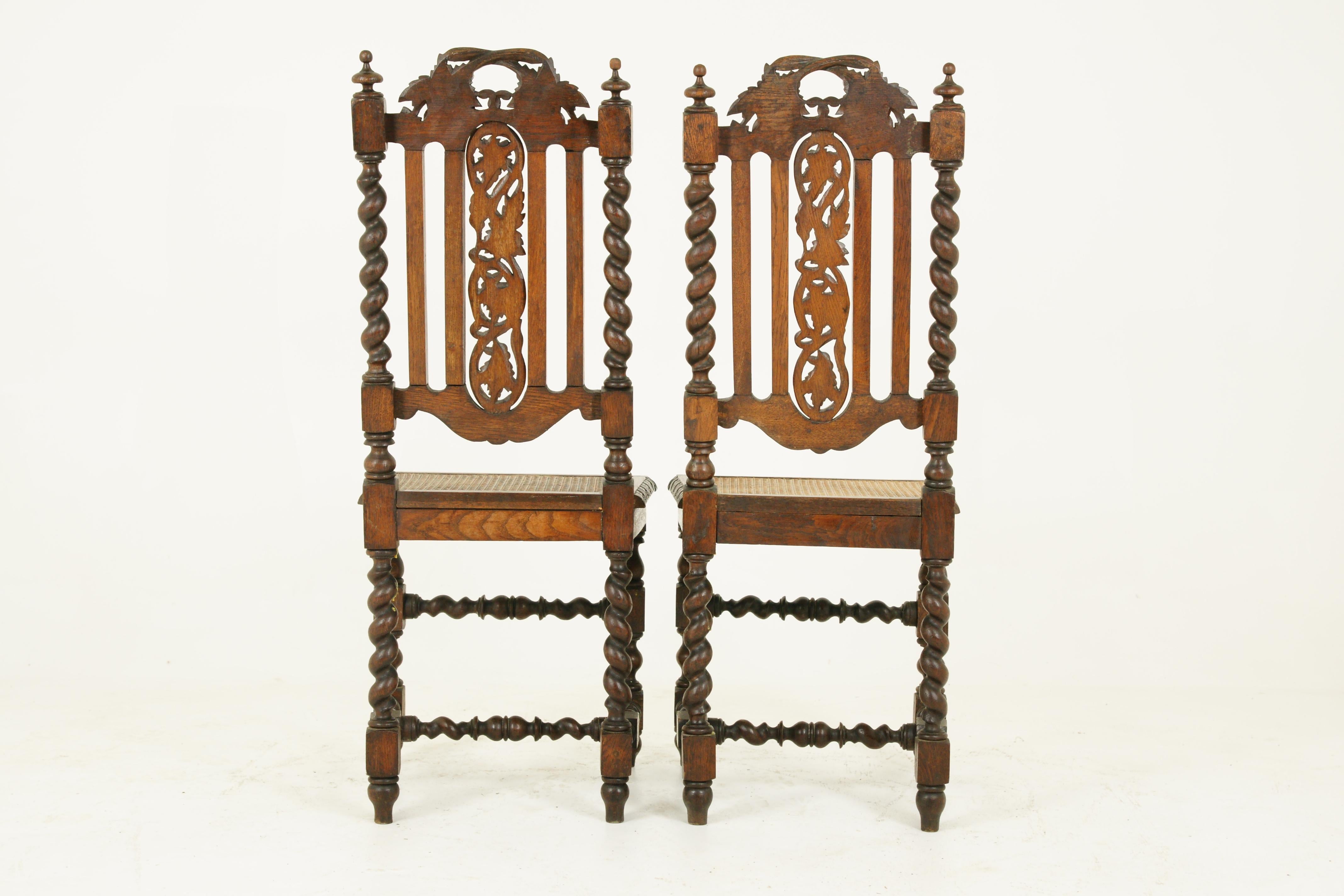 Paar antike Flurstühle, antike Barley-Twist-Stühle, Eiche, Schottland, 1880 im Zustand „Gut“ im Angebot in Vancouver, BC