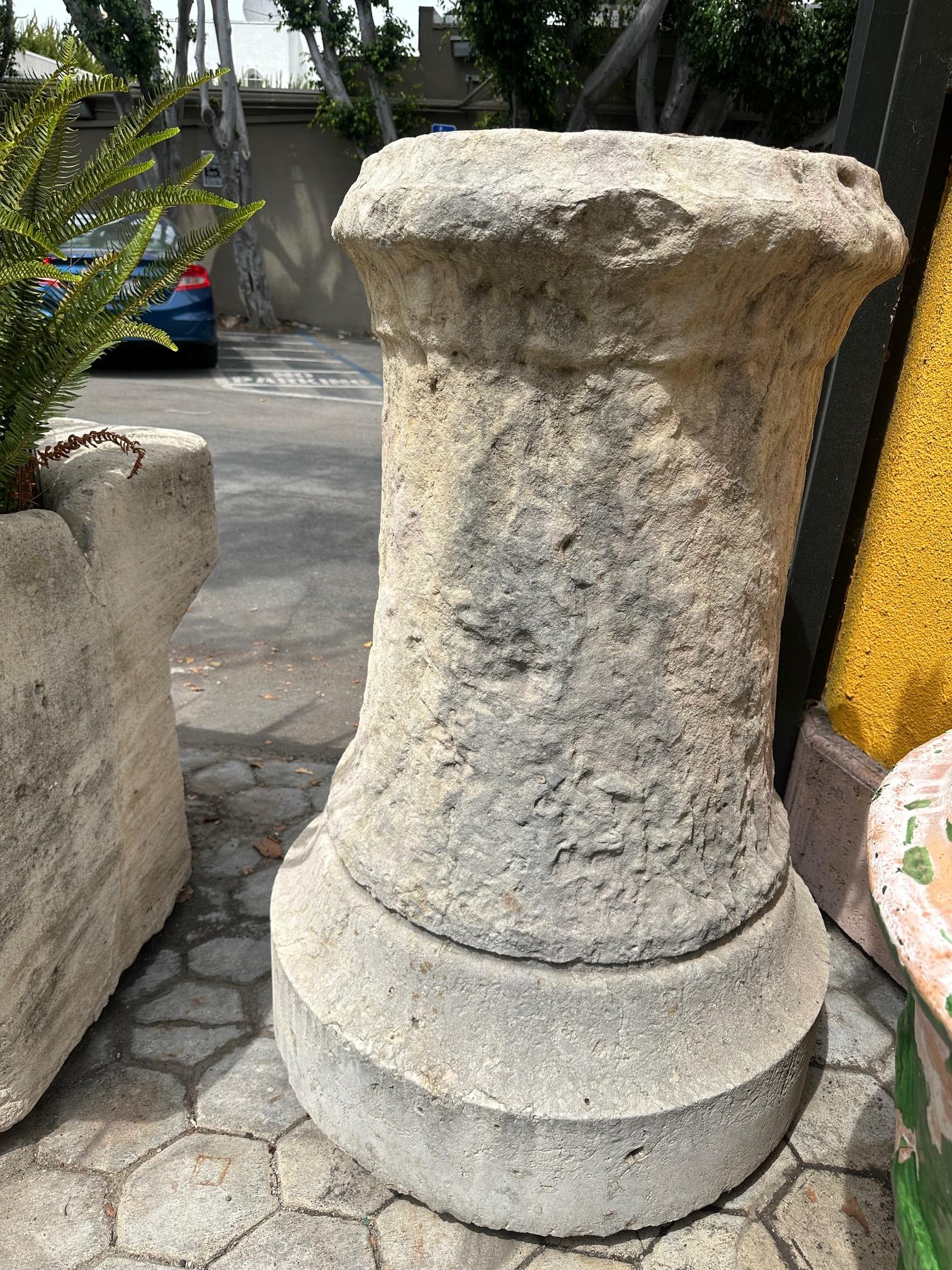 Pair Antique Hand Carved Stone Pillars Columns Posts Base Architectural Pedestal For Sale 8