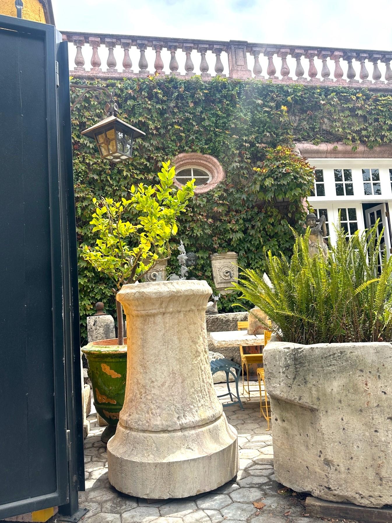 Pair Antique Hand Carved Stone Pillars Columns Posts Base Architectural Pedestal For Sale 9
