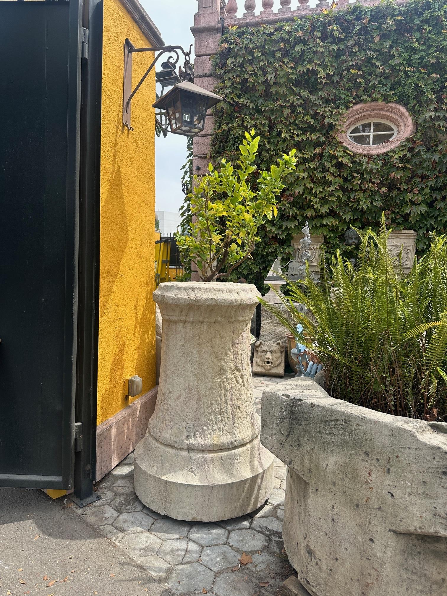 Pair Antique Hand Carved Stone Pillars Columns Posts Base Architectural Pedestal For Sale 10