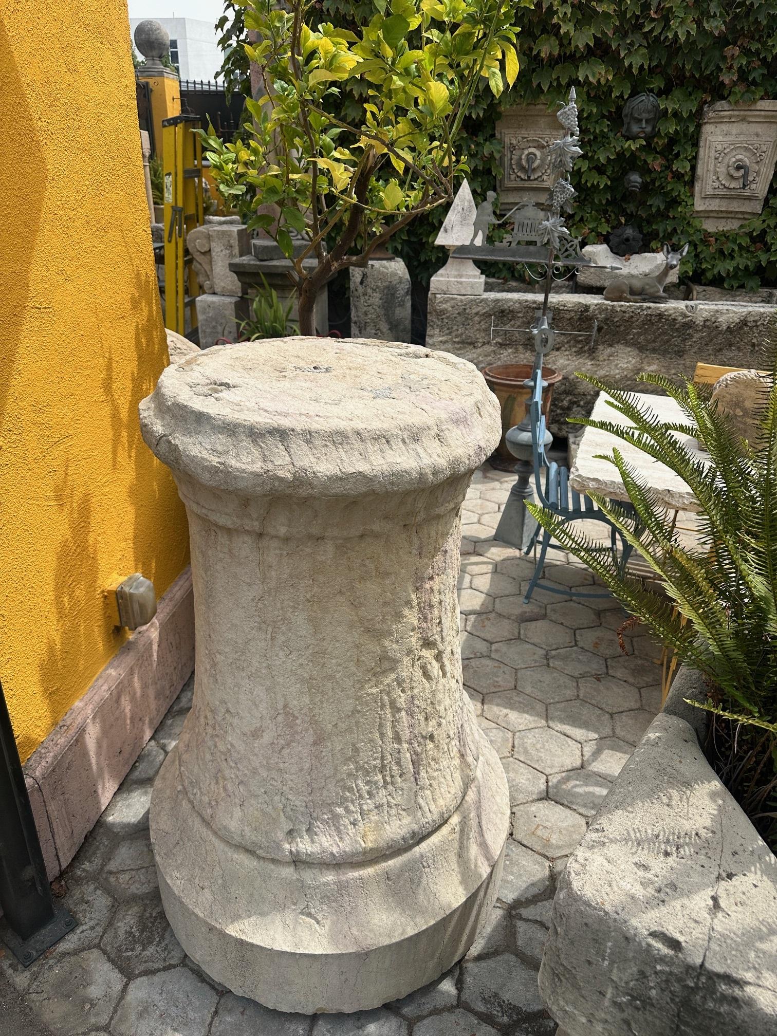 Pair Antique Hand Carved Stone Pillars Columns Posts Base Architectural Pedestal For Sale 11