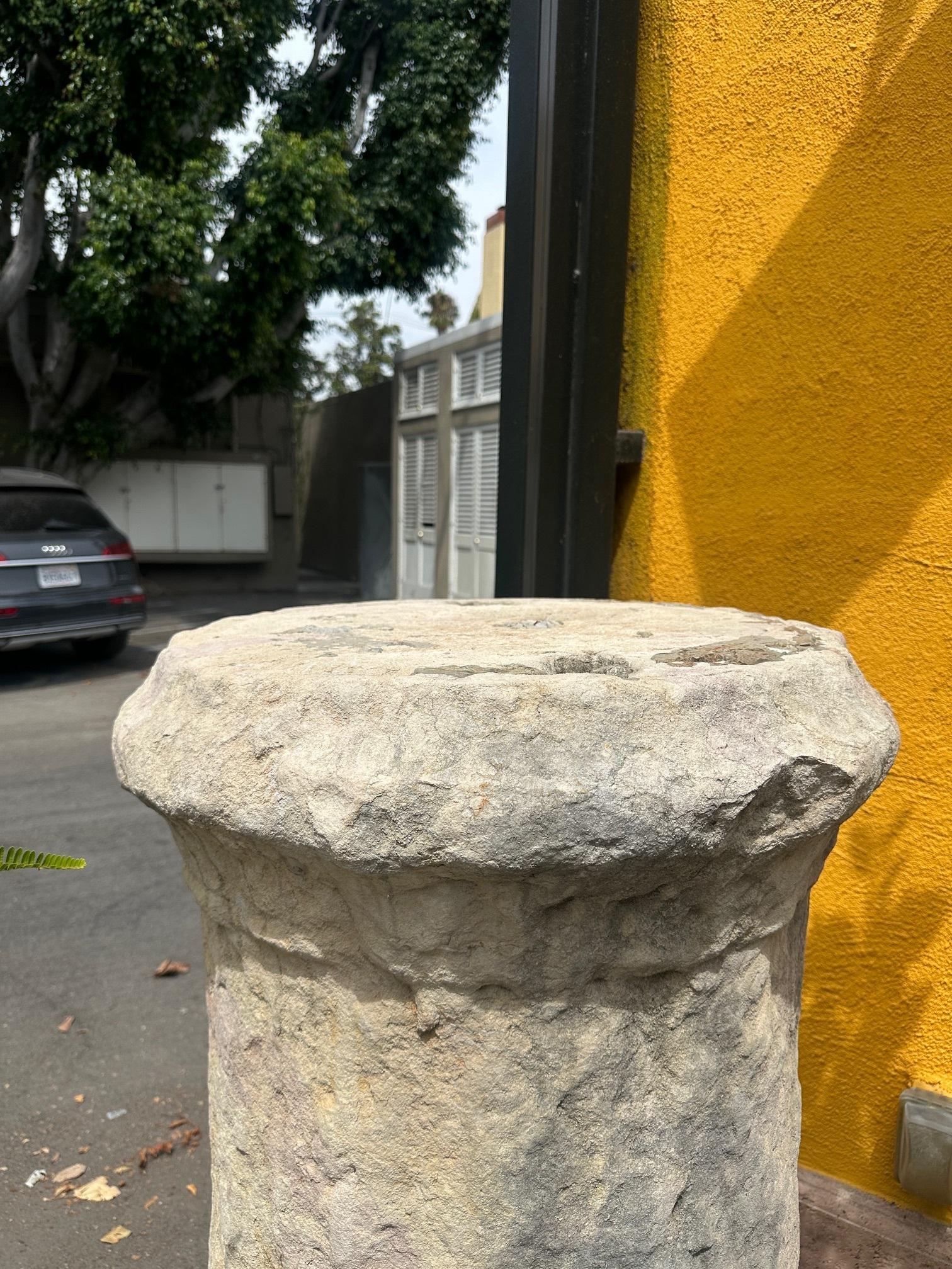 Pair Antique Hand Carved Stone Pillars Columns Posts Base Architectural Pedestal For Sale 13