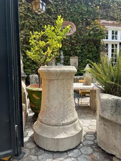 Pair Antique Hand Carved Stone Pillars Columns Posts Base Architectural Pedestal