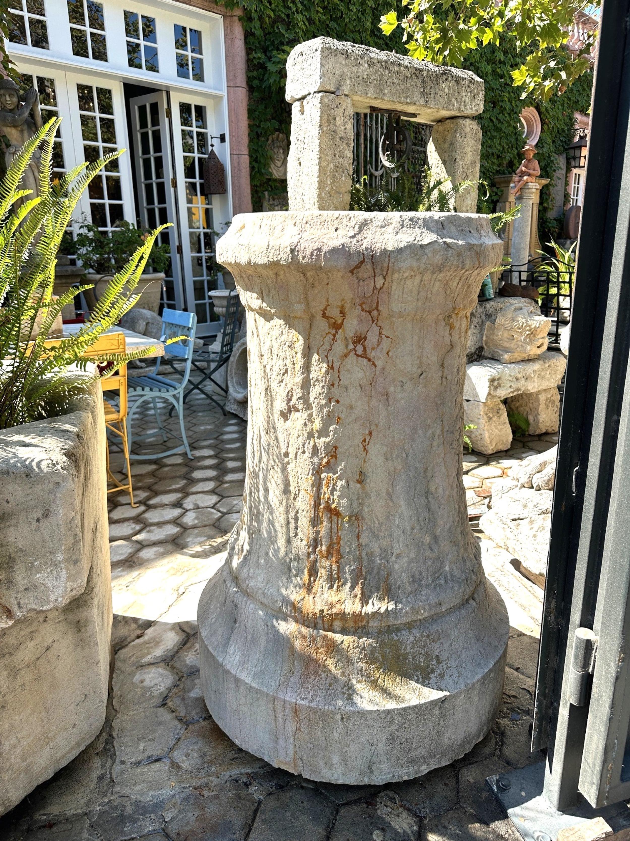 Pair Antique Hand Carved Stone Pillars Columns Posts Base Architectural Pedestal For Sale 1