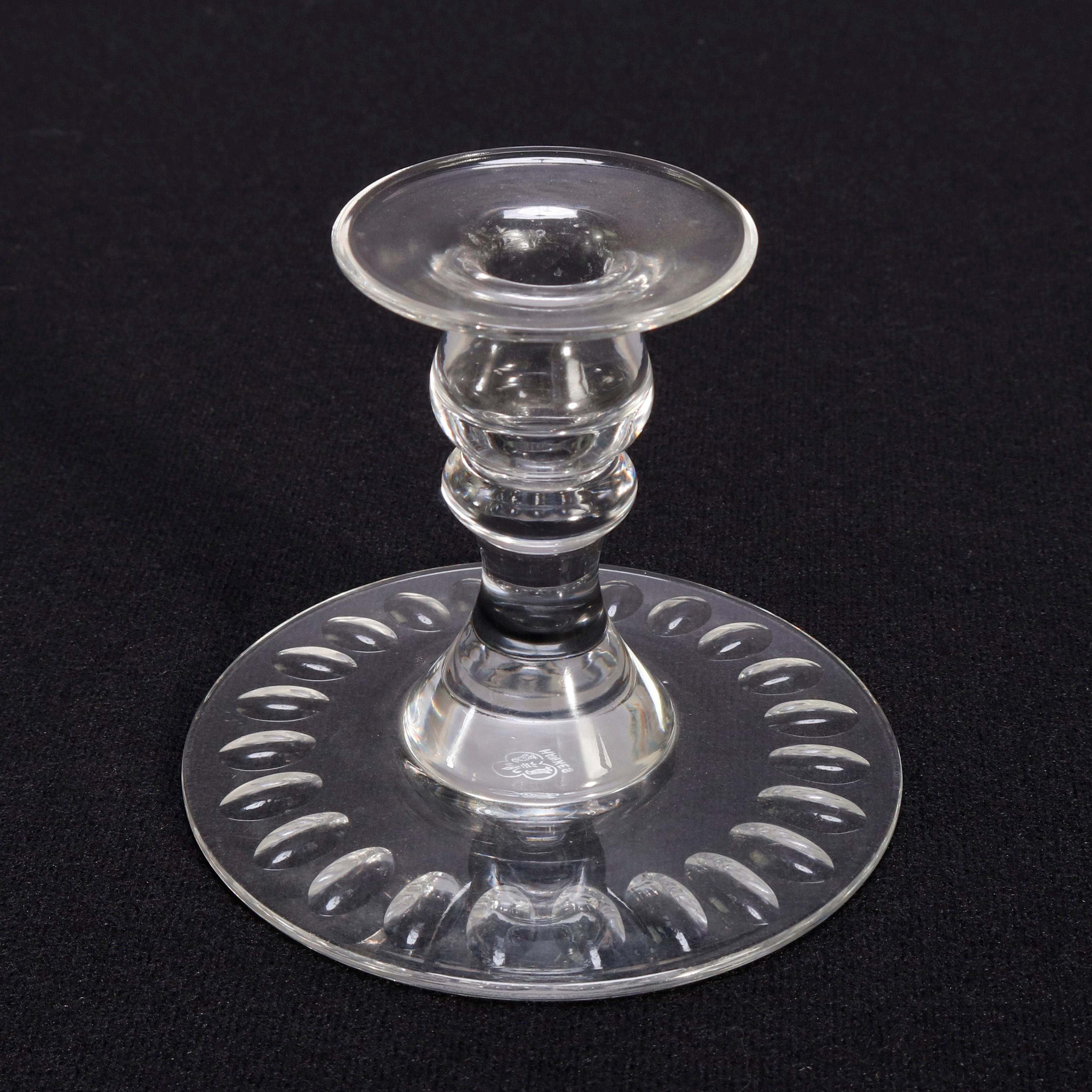 Pair of Antique Hawkes Cut Crystal Thumbprint Candlesticks, Signed, 20th Century In Good Condition In Big Flats, NY