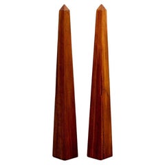 Pair Vintage Heart Pine Obelisks 