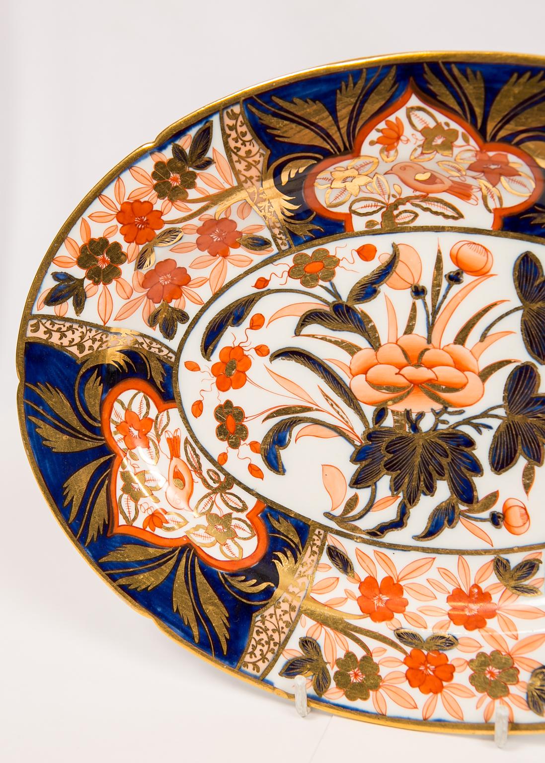 Pair Antique Imari Inspired Porcelain Dishes Hand-Painted by Coalport Circa 1810 4