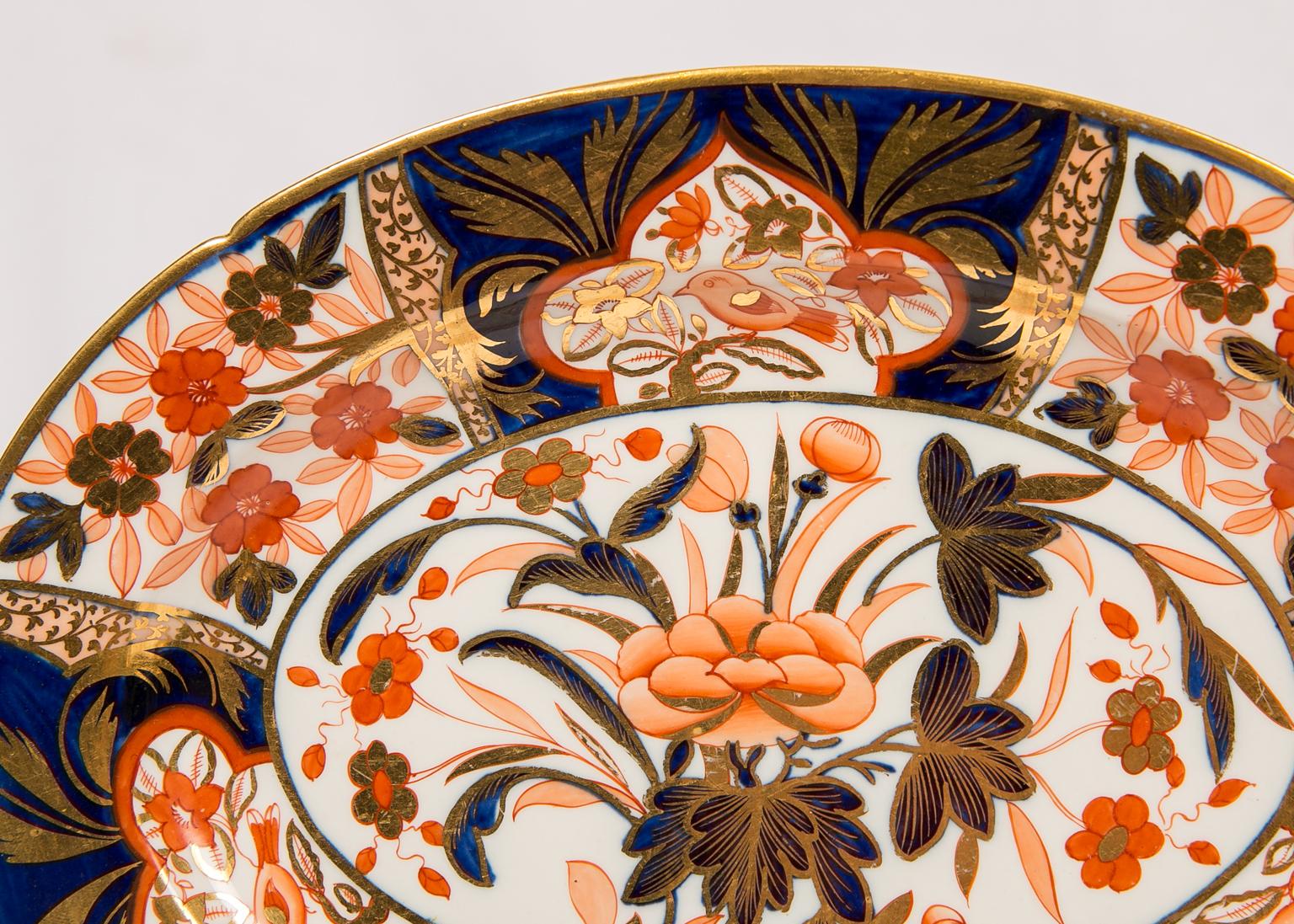 Pair Antique Imari Inspired Porcelain Dishes Hand-Painted by Coalport Circa 1810 2