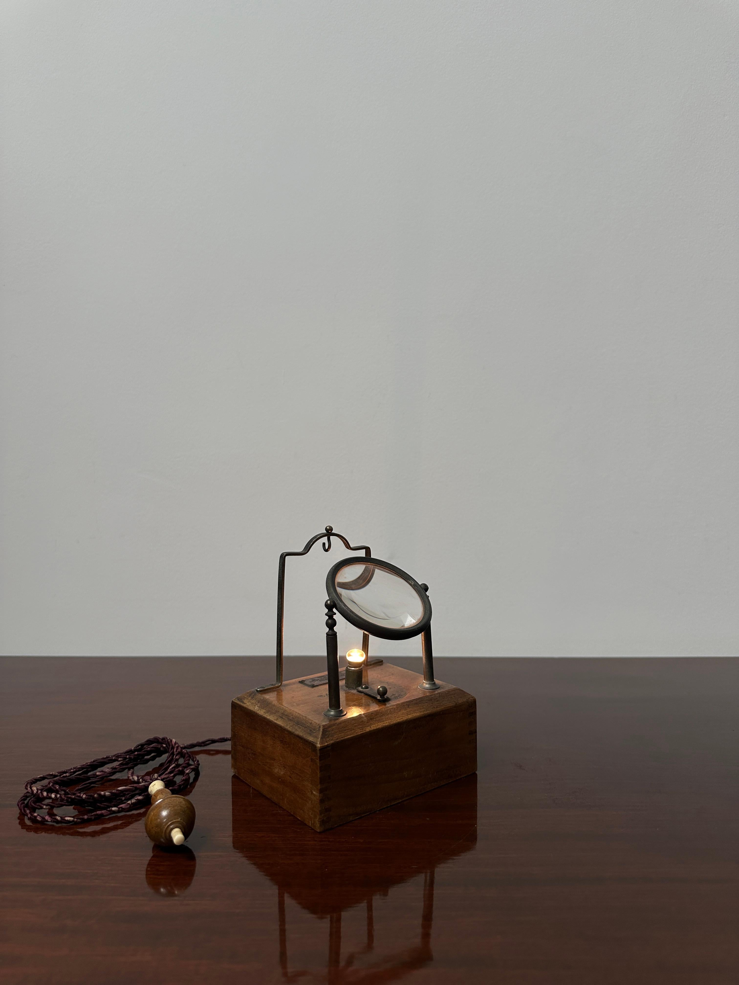 Iron Pair Antique Industrial Magnifying Task Table. Desk Lamp By Franks Of Manchester For Sale