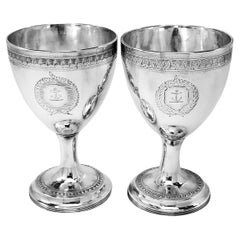 Pair Used Irish Georgian Silver Wine Goblets 1802 06